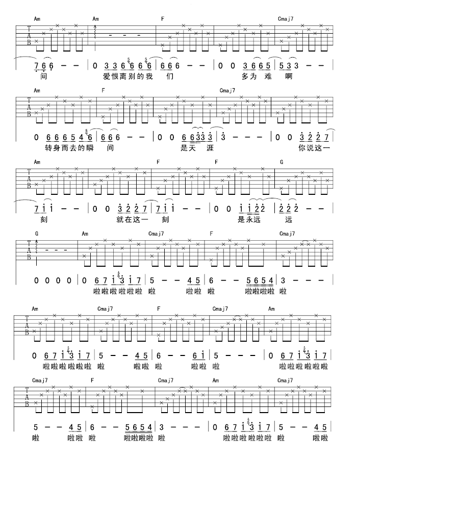 抚仙湖吉他谱（图3）
