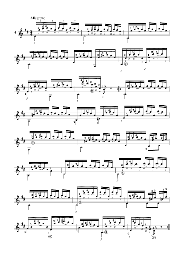 卡尔卡西练习曲4吉他谱（图1）