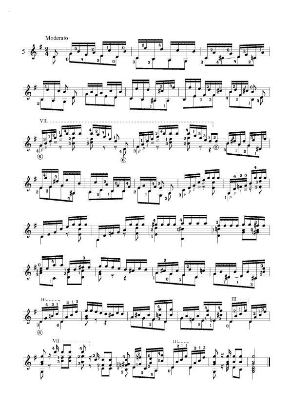 卡尔卡西练习曲5吉他谱（图1）