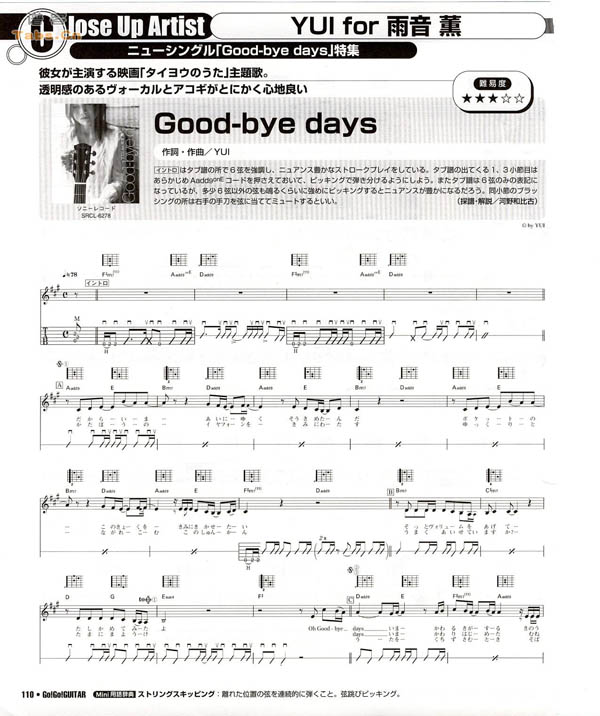 Goodbye days吉他谱（图1）