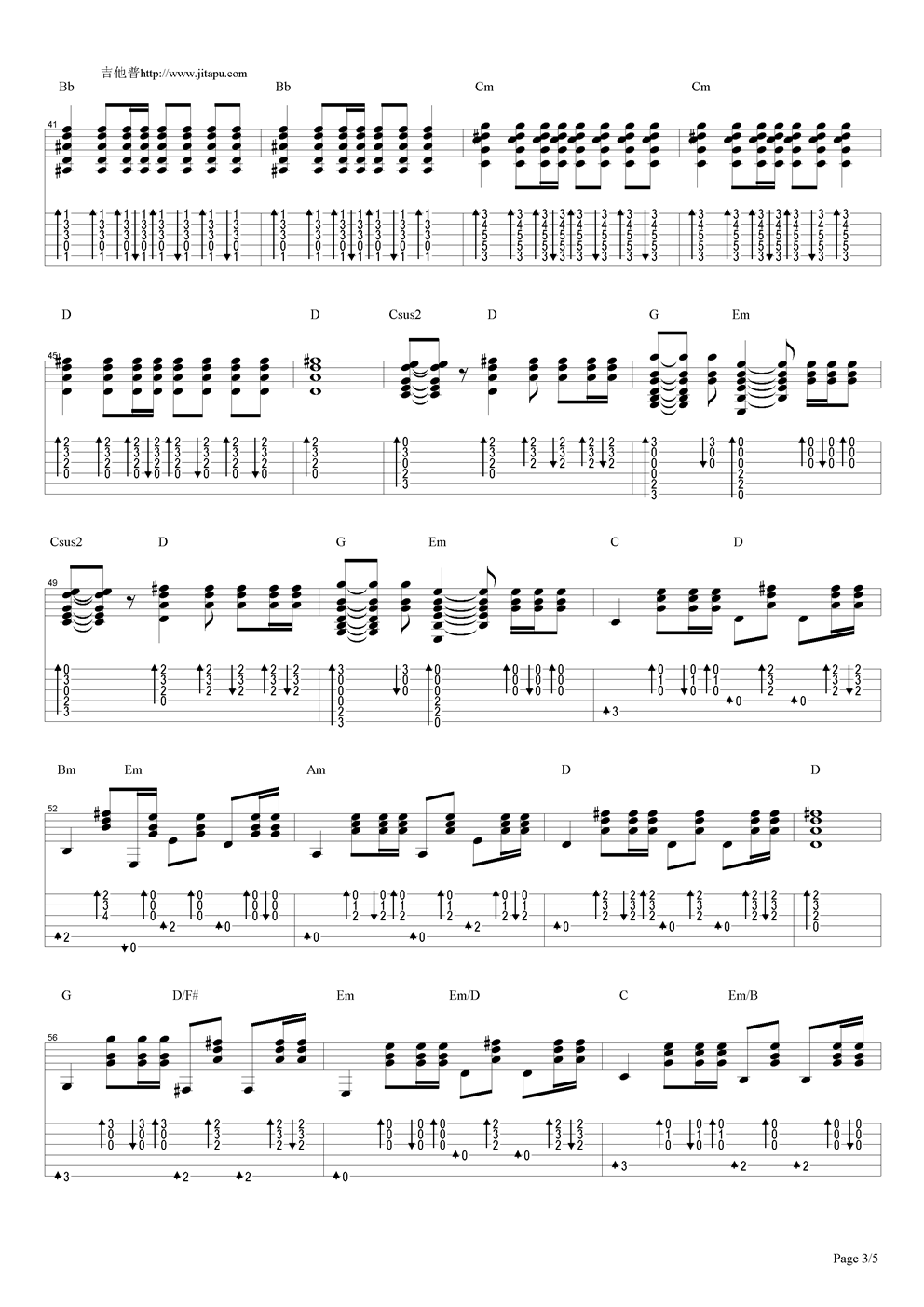 夕阳无限好吉他谱（图3）