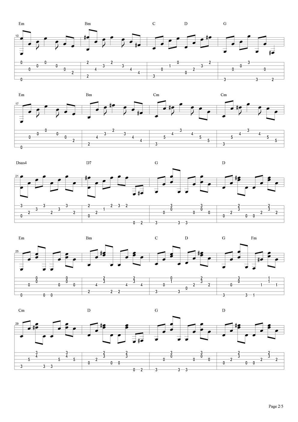 雨后阳光吉他谱（图2）