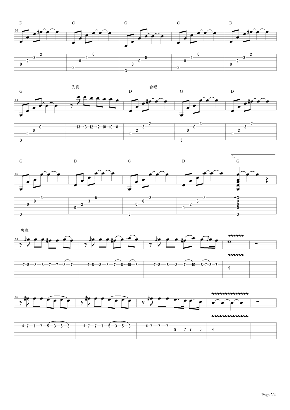 温暖吉他谱（图2）