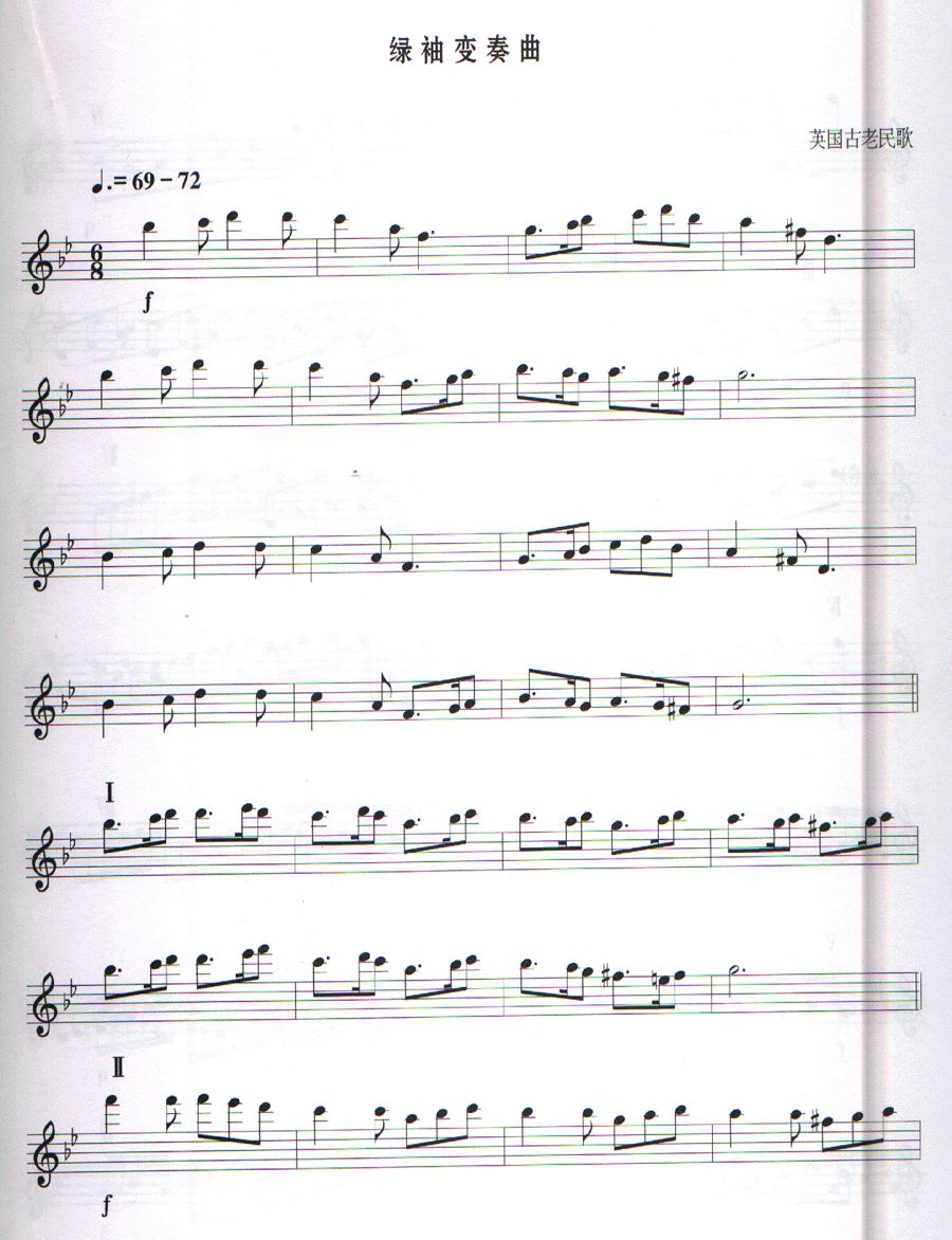 绿袖子主题变奏曲（长笛）其它曲谱（图1）