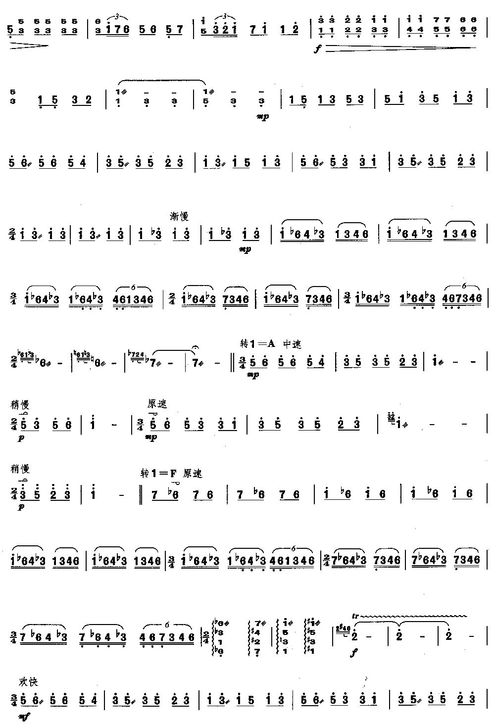 评弹主题幻想曲 [简谱版]（独奏共5张）其它曲谱（图3）