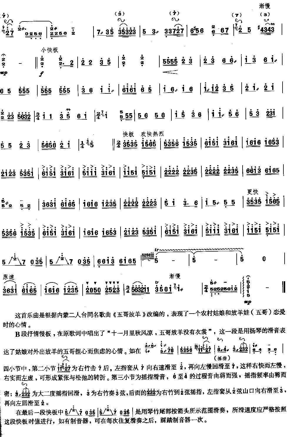 五哥放羊 [简谱版]（独奏共2张）其它曲谱（图2）