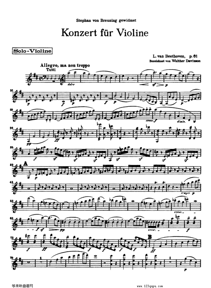 贝多芬小提琴协奏曲(konzert fur violine)其它曲谱（图1）