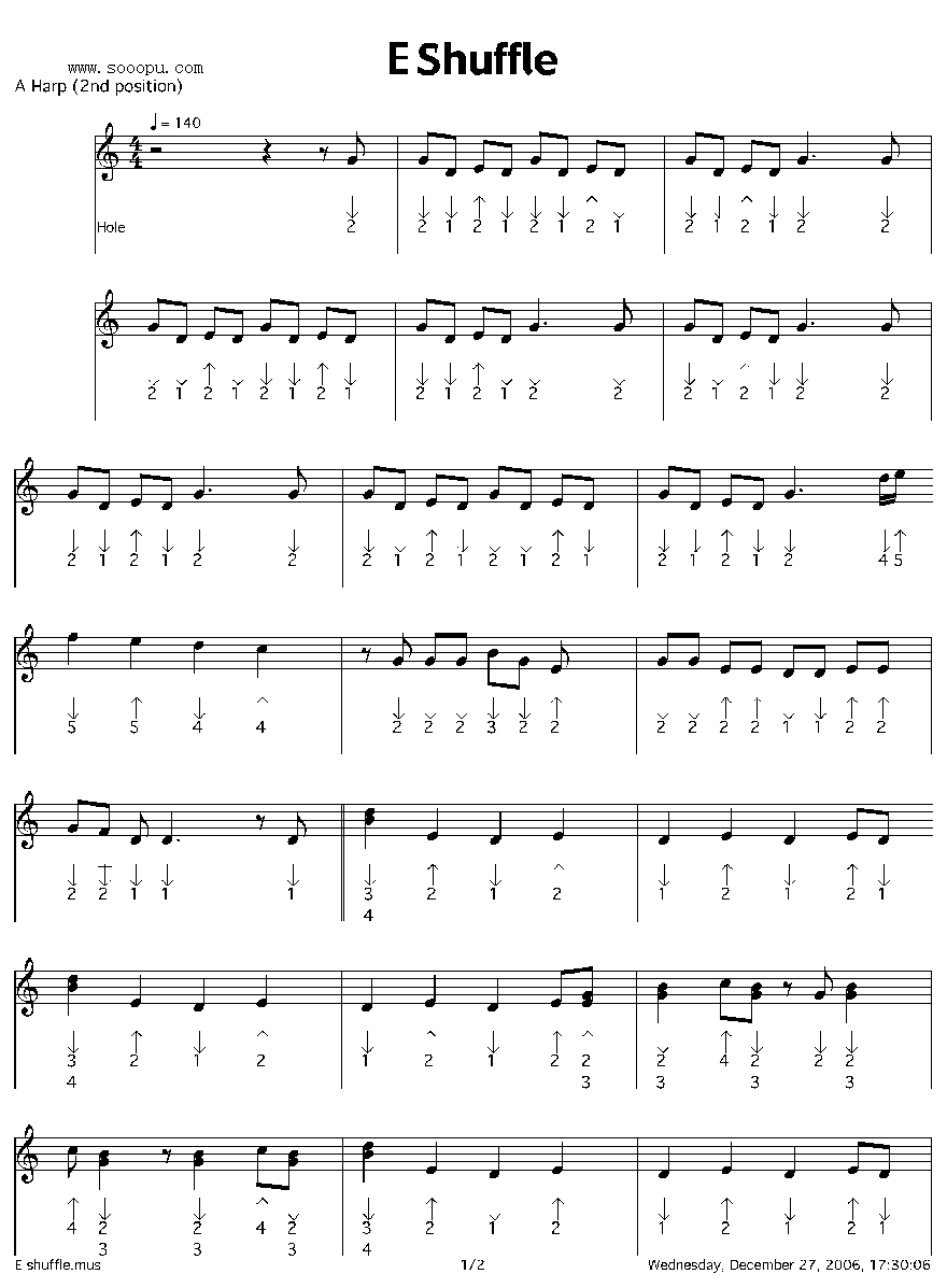e shuffle 口琴谱其它曲谱（图1）