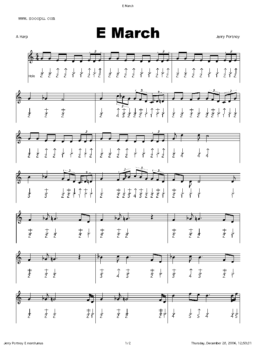 e march 口琴谱其它曲谱（图1）