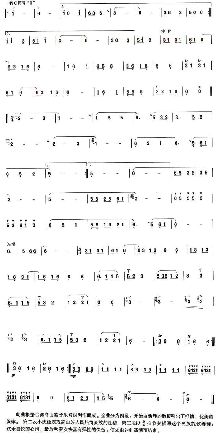 高山族舞曲（巴乌谱）其它曲谱（图2）