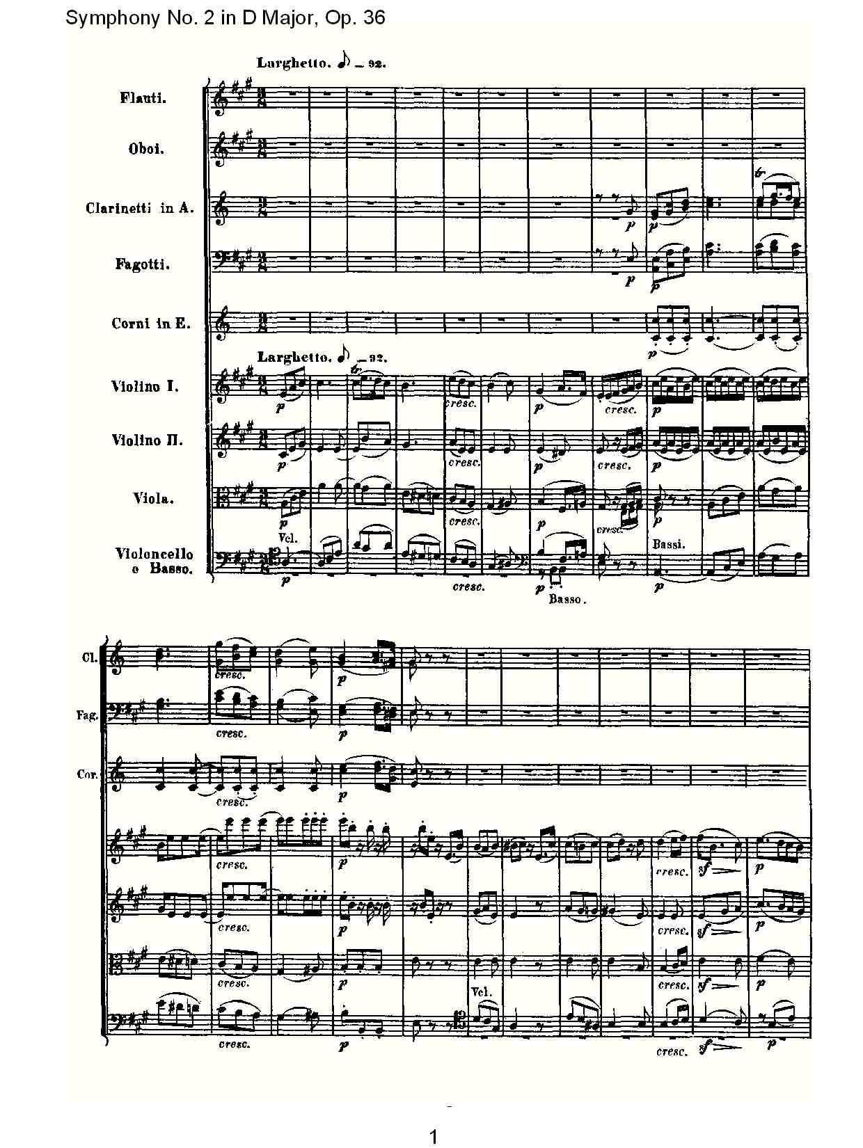D大调第二交响曲 Op.36 第二乐章其它曲谱（图1）