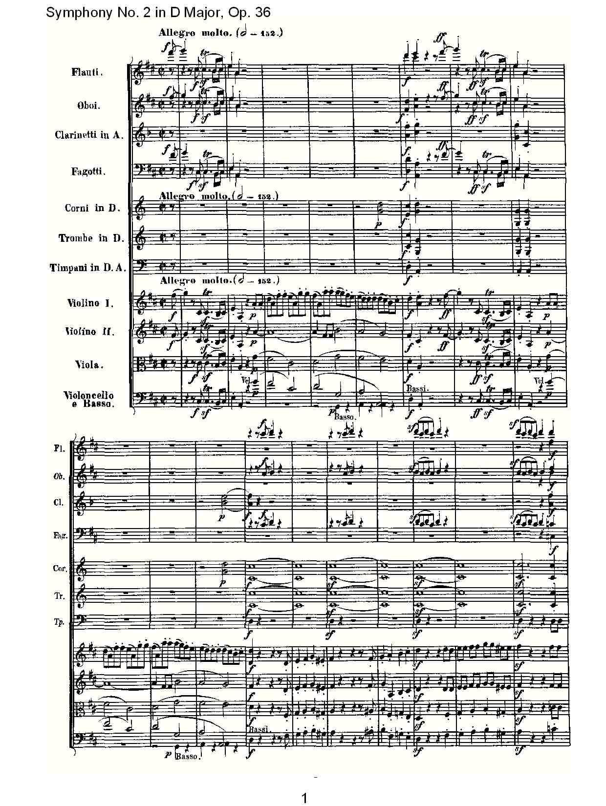 D大调第二交响曲 Op.36　第四乐章其它曲谱（图1）