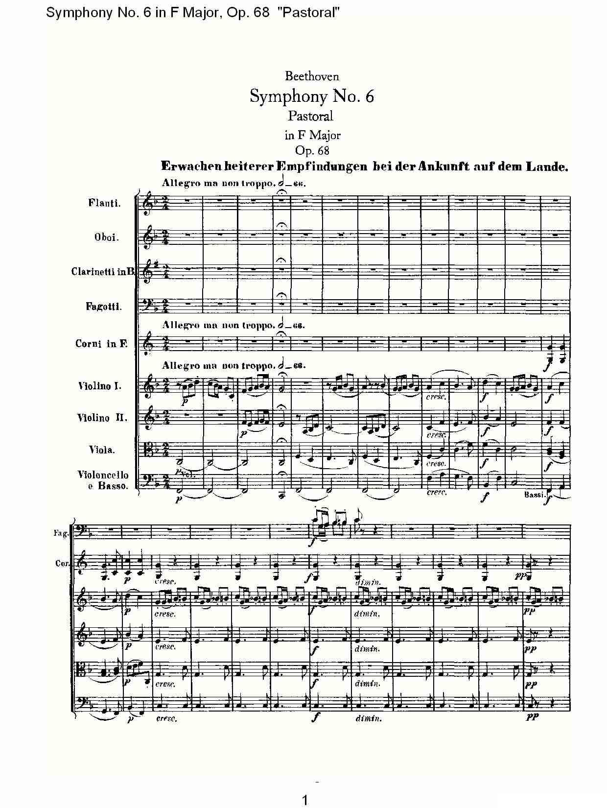 F大调第六交响曲 Op.68第一乐章其它曲谱（图1）
