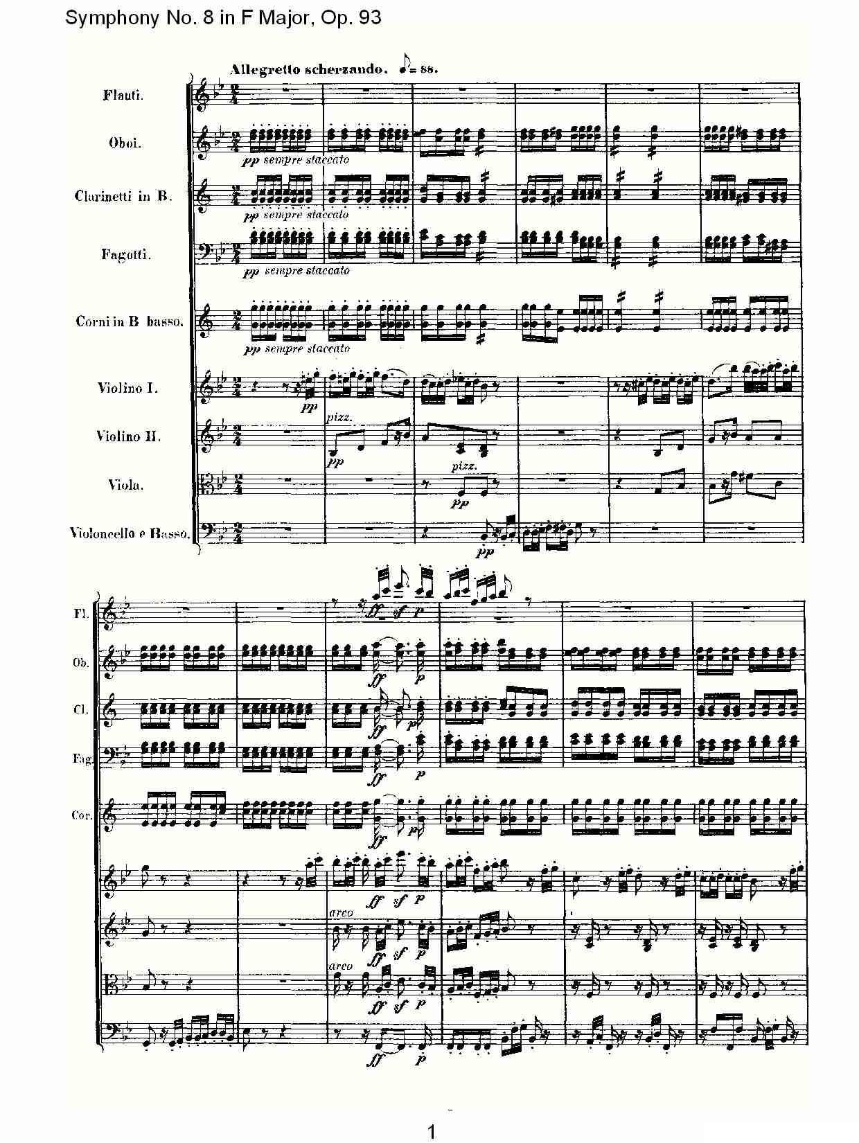 F大调第八交响曲 Op.93第二乐章其它曲谱（图1）