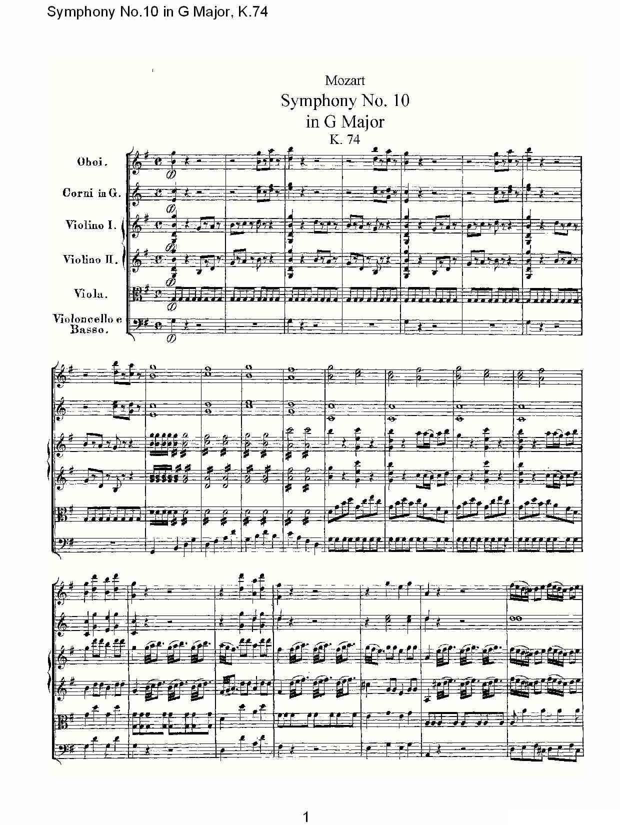 Symphony No.10 in G Major, K.74（G大调第十交响曲K.74）其它曲谱（图1）