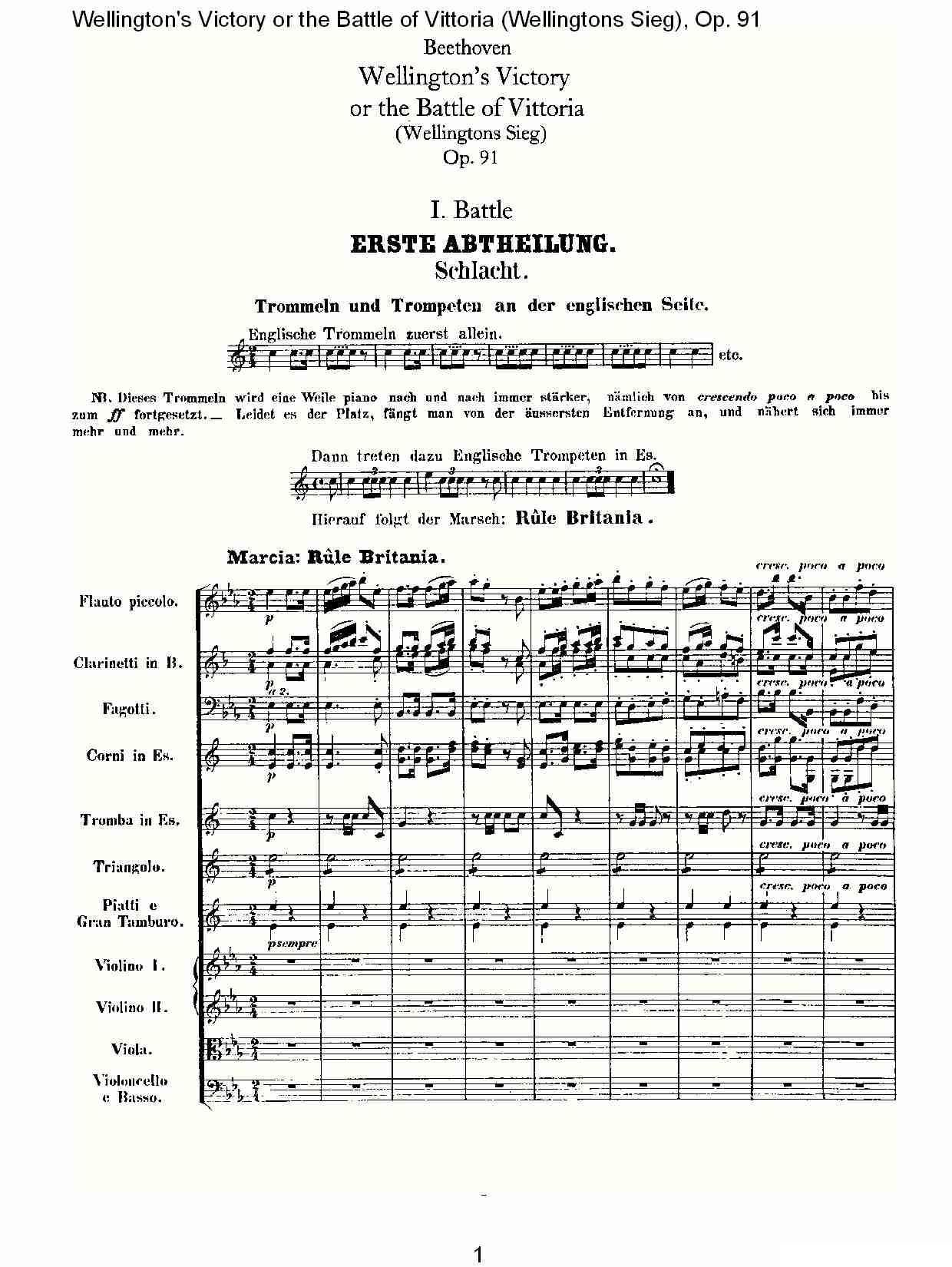 Wellingtons Sieg（ Op.91 第一乐章（一））其它曲谱（图1）