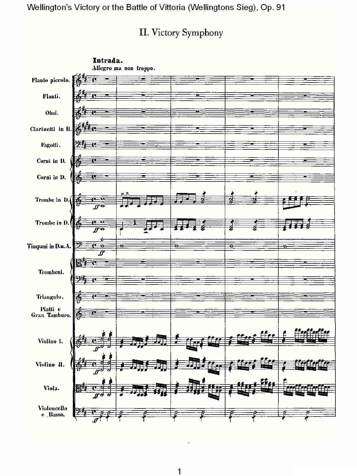 Wellingtons Sieg（ Op.91 第二乐章）其它曲谱（图1）