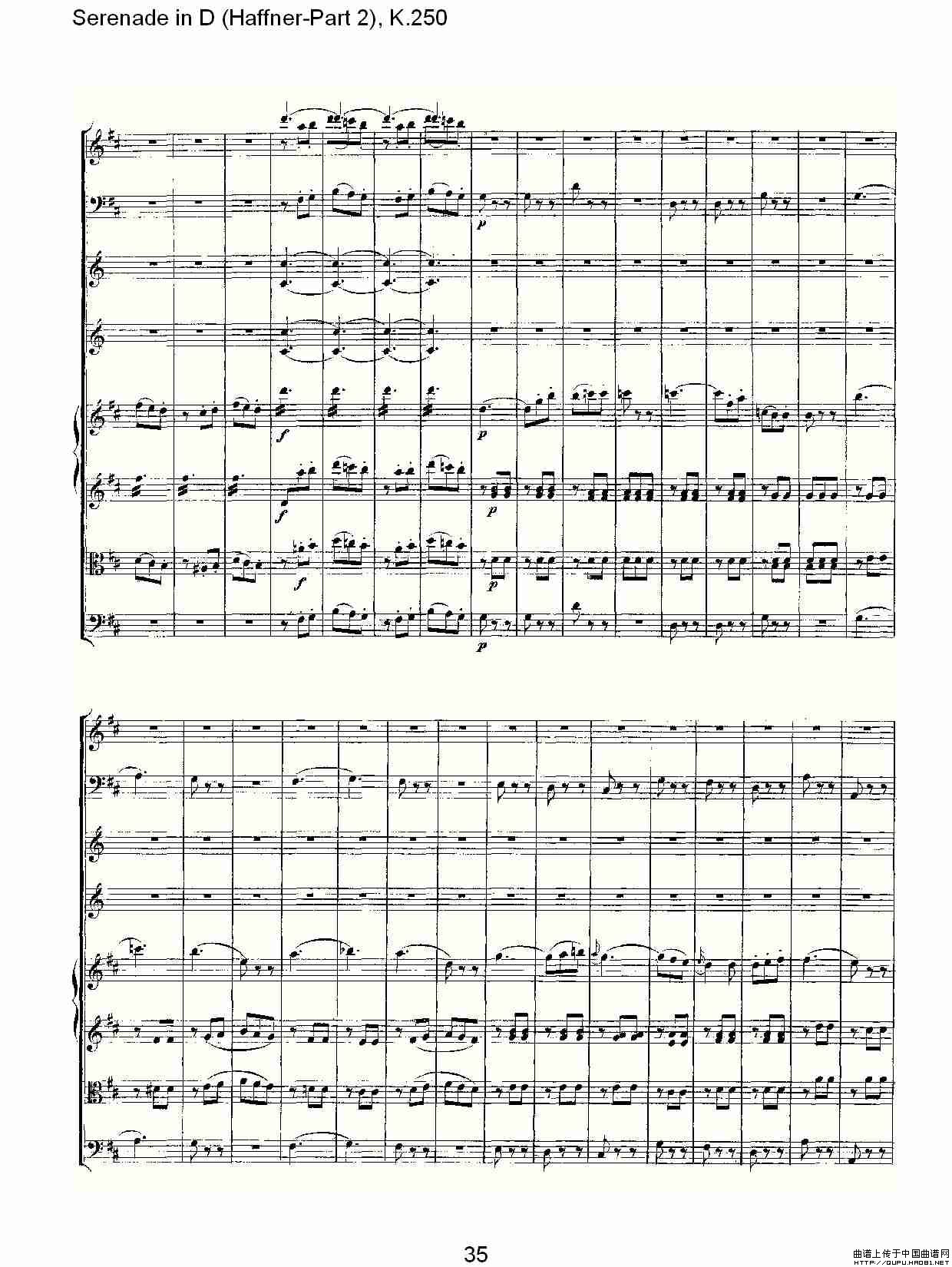 Serenade in D（Haffner-Part 2), K.250    D调小夜）其它曲谱（图8）