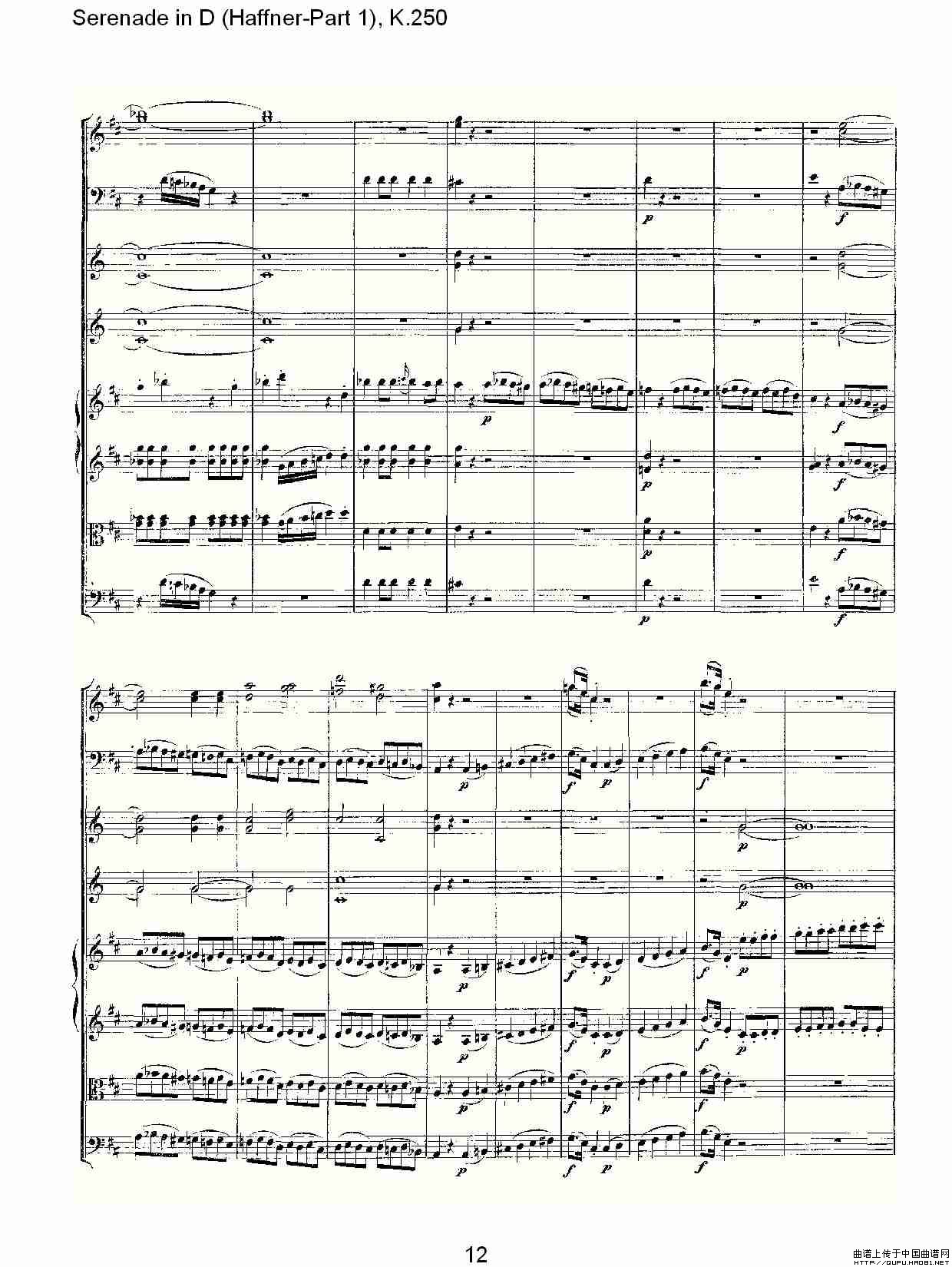 Serenade in D（Haffner-Part 1), K.250    D调小夜）其它曲谱（图7）