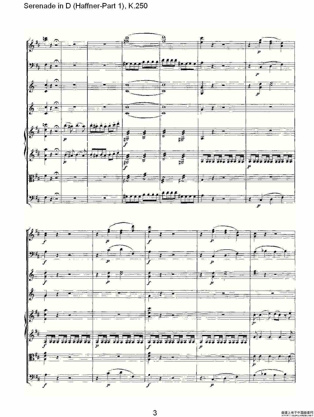Serenade in D（Haffner-Part 1), K.250    D调小夜）其它曲谱（图2）