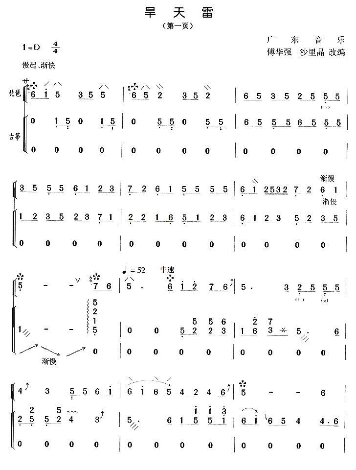 旱天雷（琵琶+古筝）其它曲谱（图1）