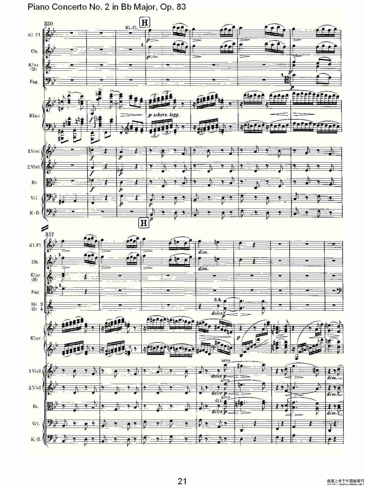 Bb大调钢琴第二协奏曲, Op.83第四乐章其它曲谱（图11）