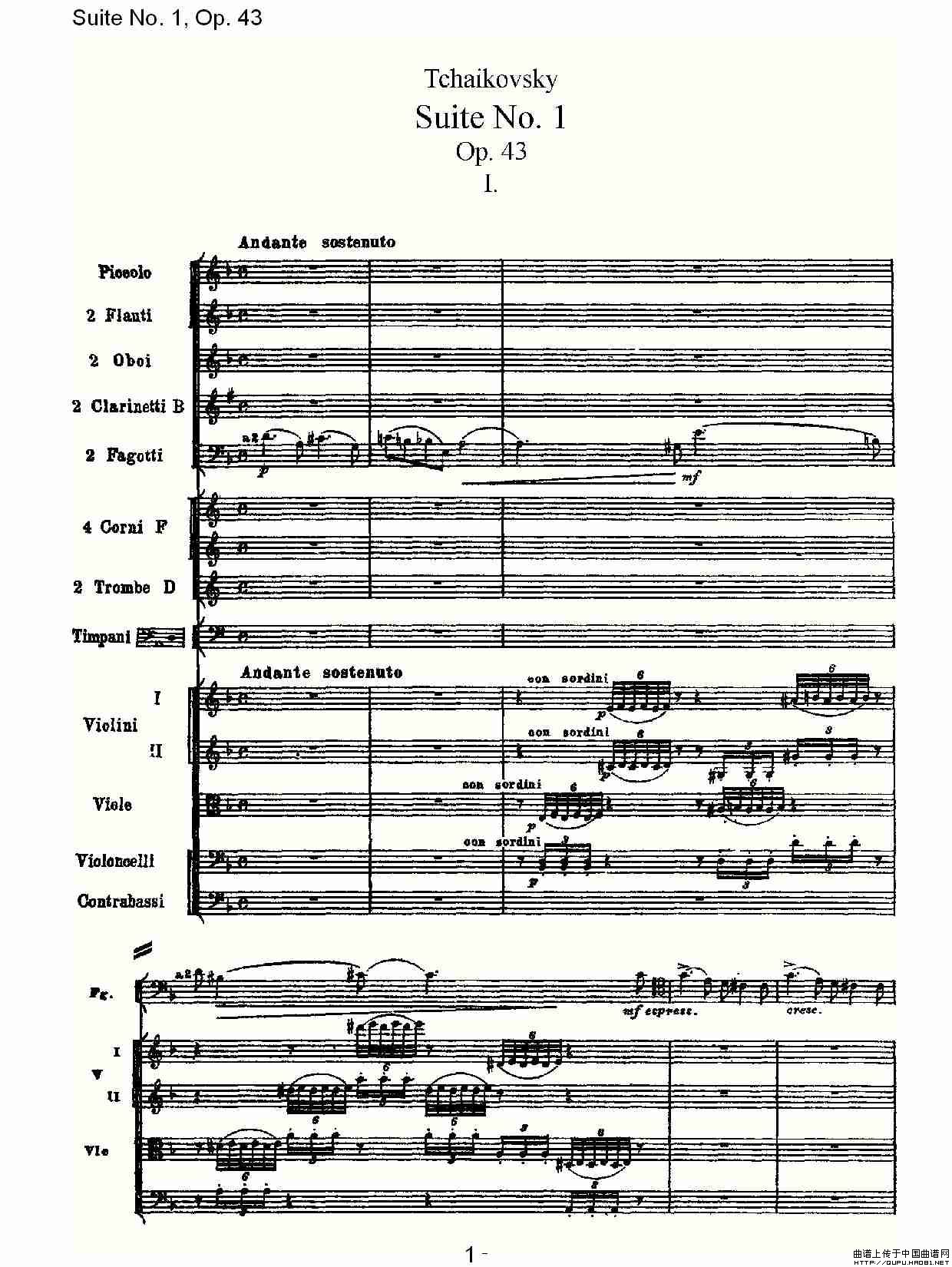 Suite No.1, Op.43   第一套曲,Op.43第一乐章（一）其它曲谱（图1）