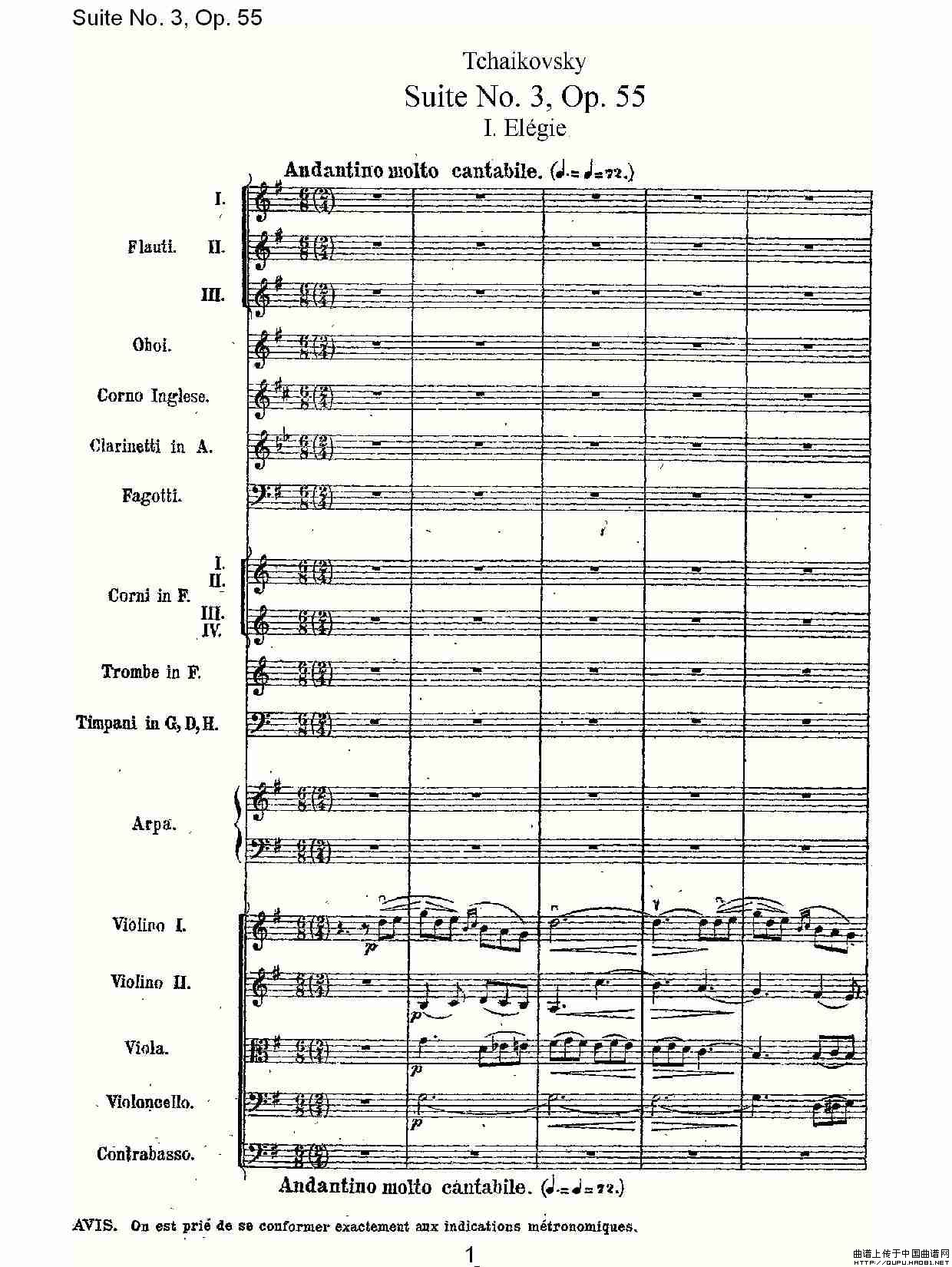 Suite No. 3, Op.55  第三套曲,Op.55第一乐章其它曲谱（图1）