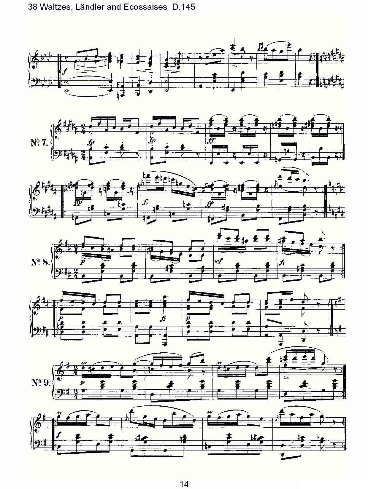 38华尔兹舞曲, L?ndler and Ecossaises D.145其它曲谱（图14）