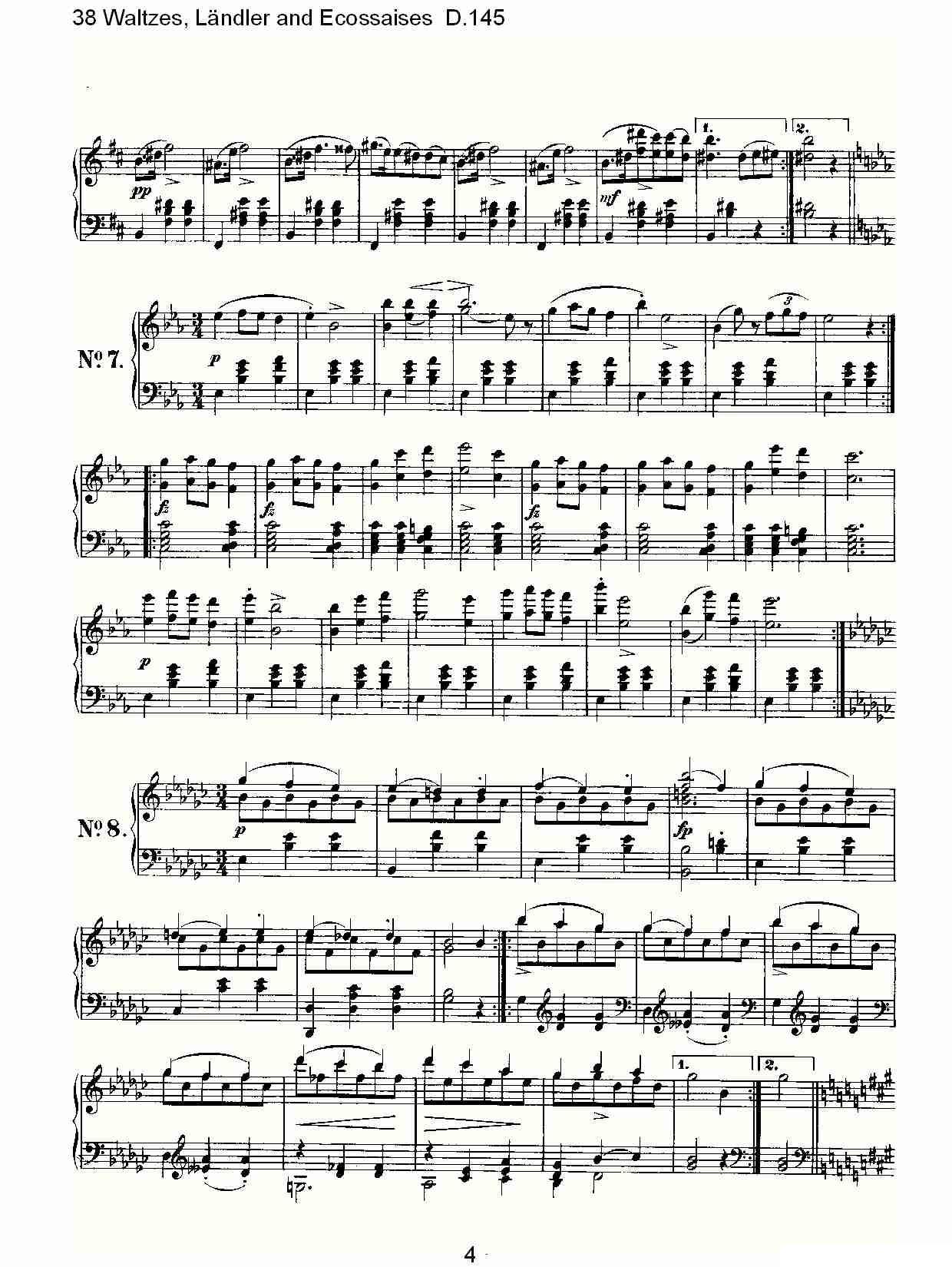 38华尔兹舞曲, L?ndler and Ecossaises D.145其它曲谱（图4）