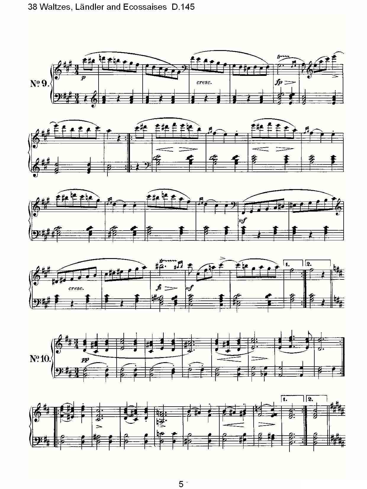 38华尔兹舞曲, L?ndler and Ecossaises D.145其它曲谱（图5）