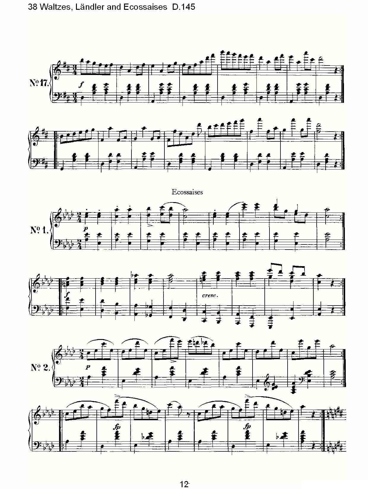 38华尔兹舞曲, L?ndler and Ecossaises D.145其它曲谱（图12）