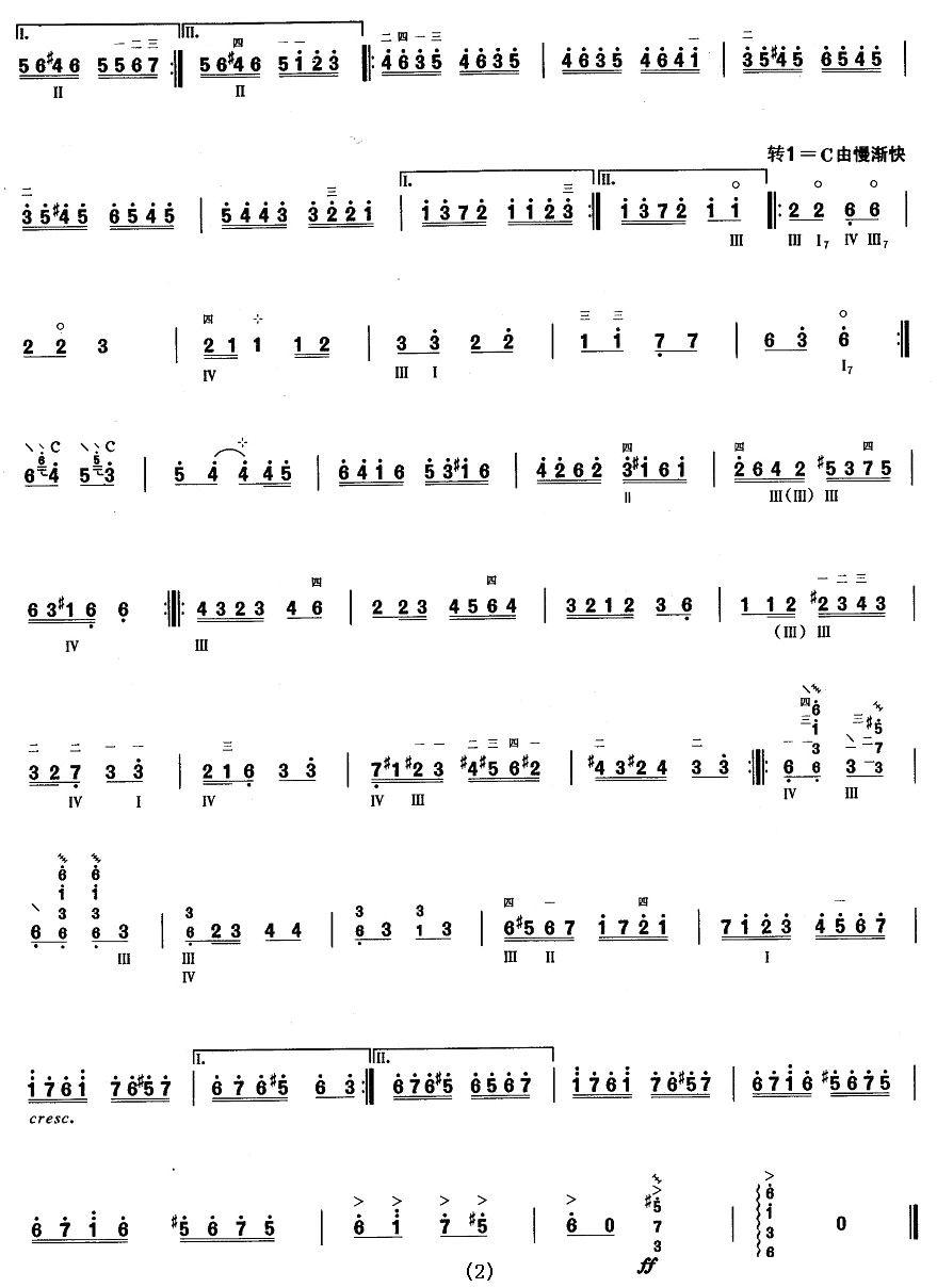 柳琴考级曲目九级：流浪者之歌（片段）其它曲谱（图2）
