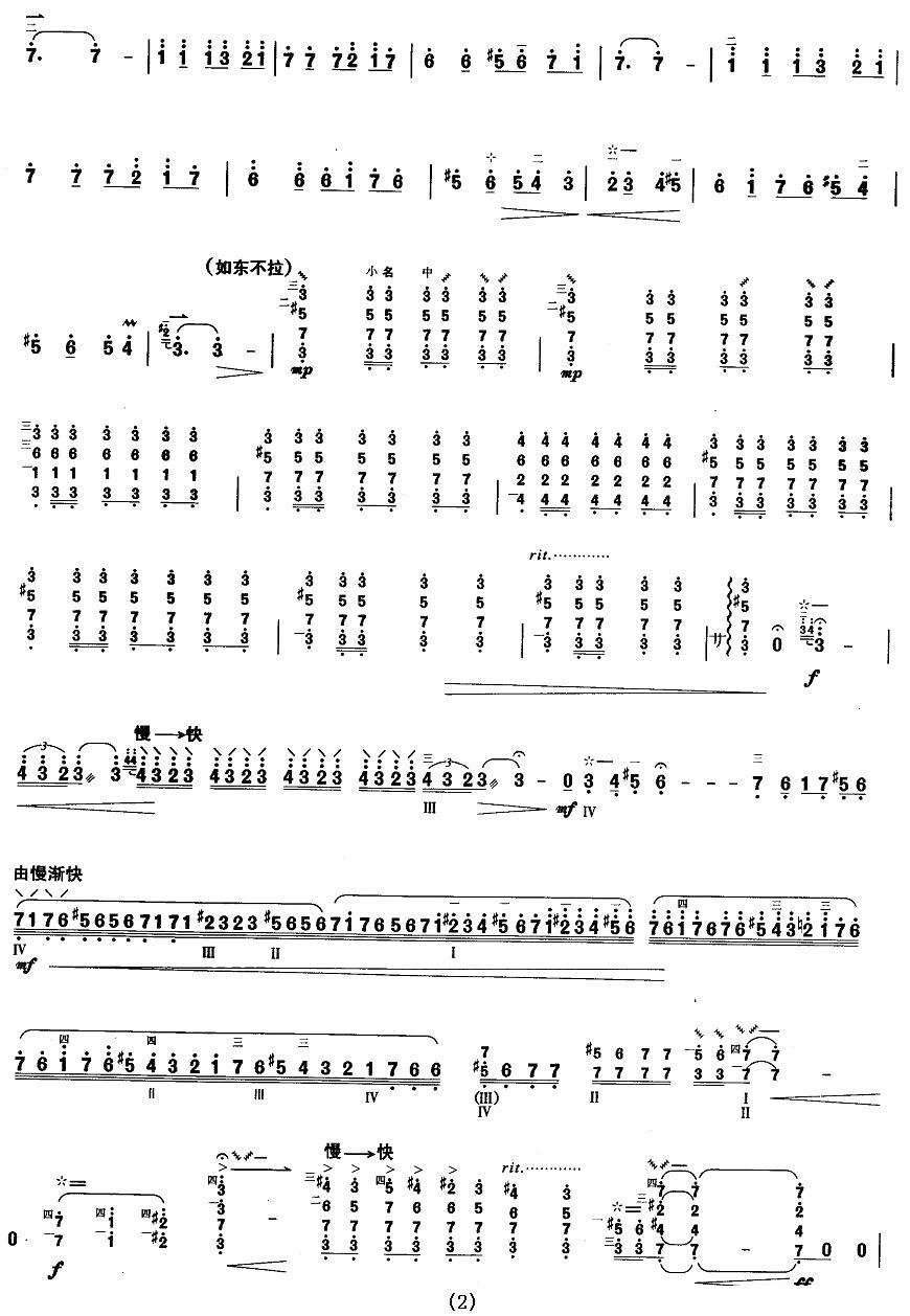 柳琴考级曲目十级：阳光照耀着塔什库尔干其它曲谱（图2）