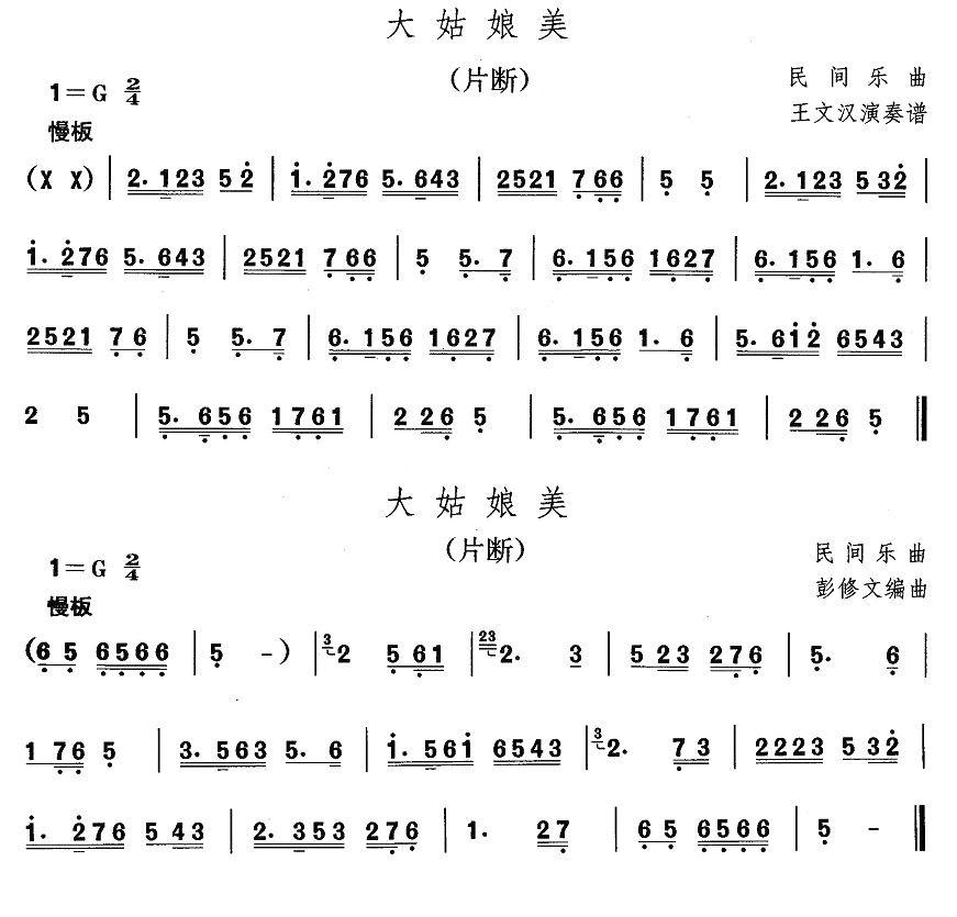 中国民族民间舞曲选（一)东北秧歌：大姑娘）其它曲谱（图1）