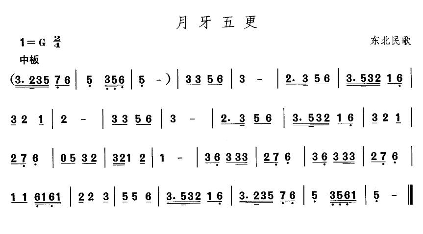 中国民族民间舞曲选（（一）东北秧歌：月芽五）其它曲谱（图1）