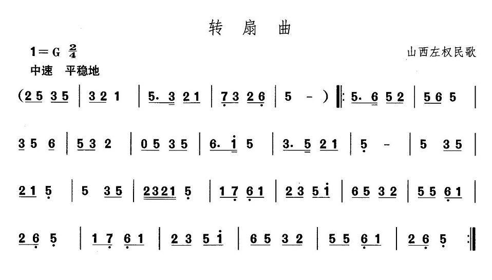 中国民族民间舞曲选（四)山西秧歌：转扇）其它曲谱（图1）
