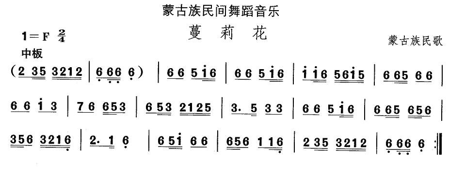 中国民族民间舞曲选（八)蒙古族舞蹈：蔓莉）其它曲谱（图1）