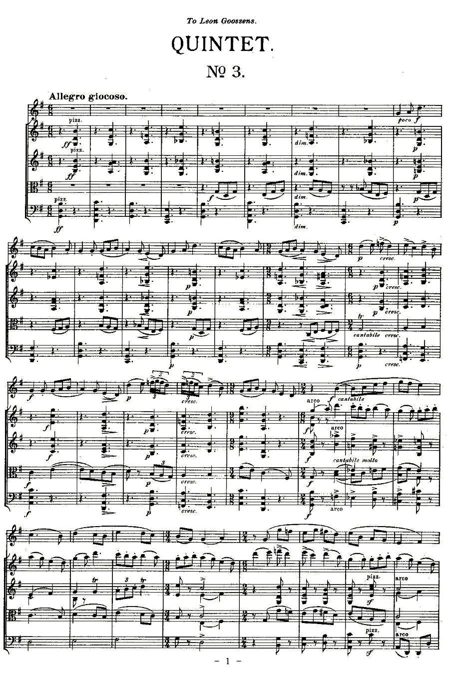QUINTET.No3.（双簧管+弦乐五重奏第三乐章、总谱）其它曲谱（图1）
