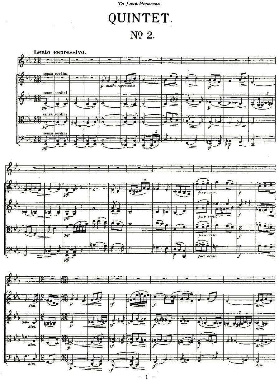 QUINTET.No2.（双簧管+弦乐五重奏第二乐章、总谱）其它曲谱（图1）
