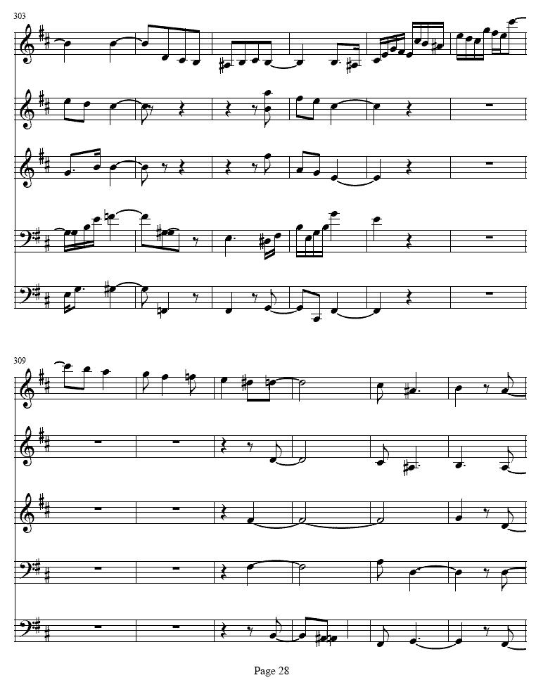 b小调单簧管与弦乐五重奏其它曲谱（图28）
