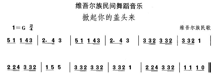 中国民族民间舞曲选（十)维吾尔族舞蹈：掀起你的盖头）其它曲谱（图1）