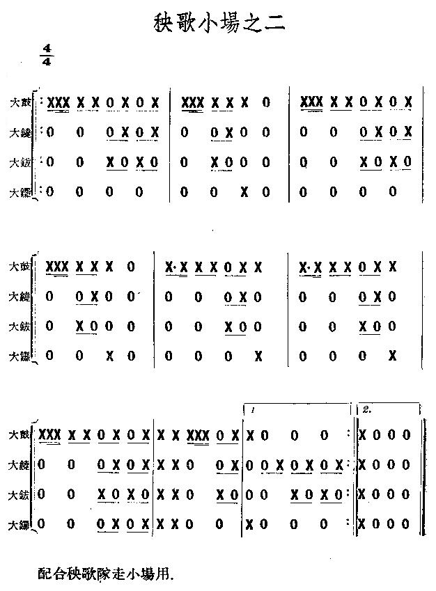 秧歌小场之二(鼓谱)其它曲谱（图1）
