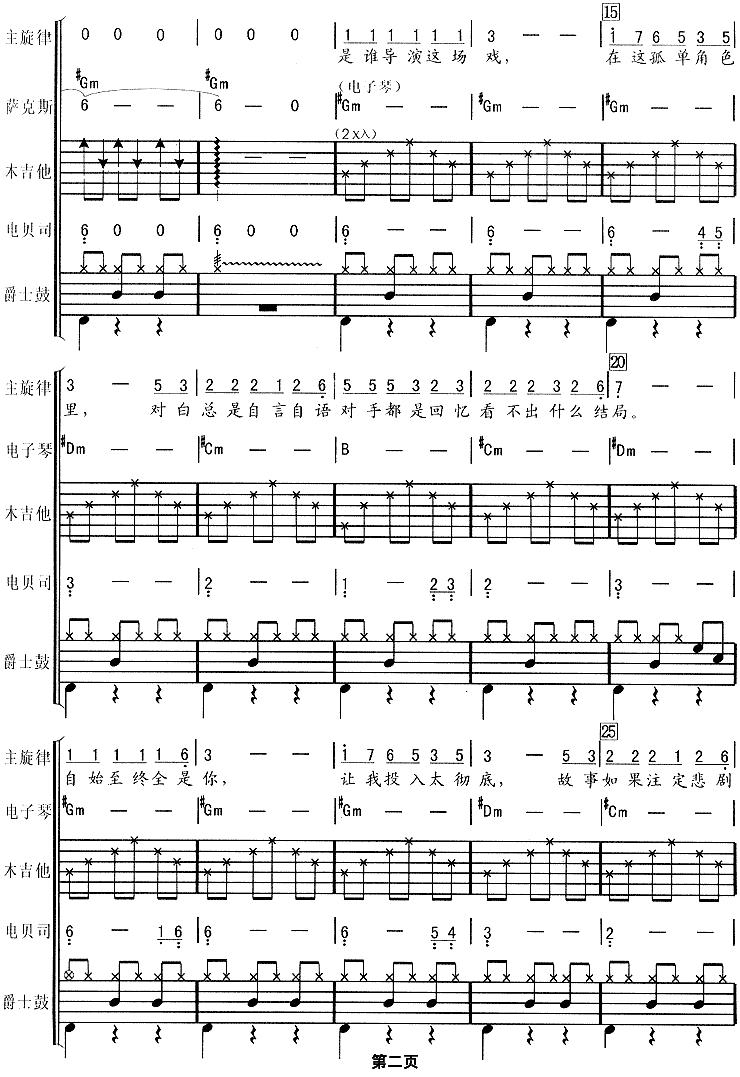 独角戏（华尔兹、电声乐队总谱）其它曲谱（图2）