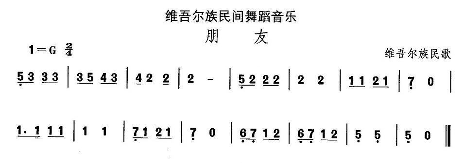 中国民族民间舞曲选（十)维吾尔族舞蹈：朋）其它曲谱（图1）