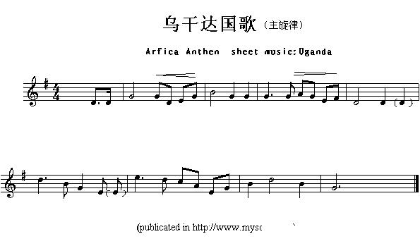 各国国歌主旋律：乌干达（Arfica Anthem sheet musec:Uganda）其它曲谱（图1）