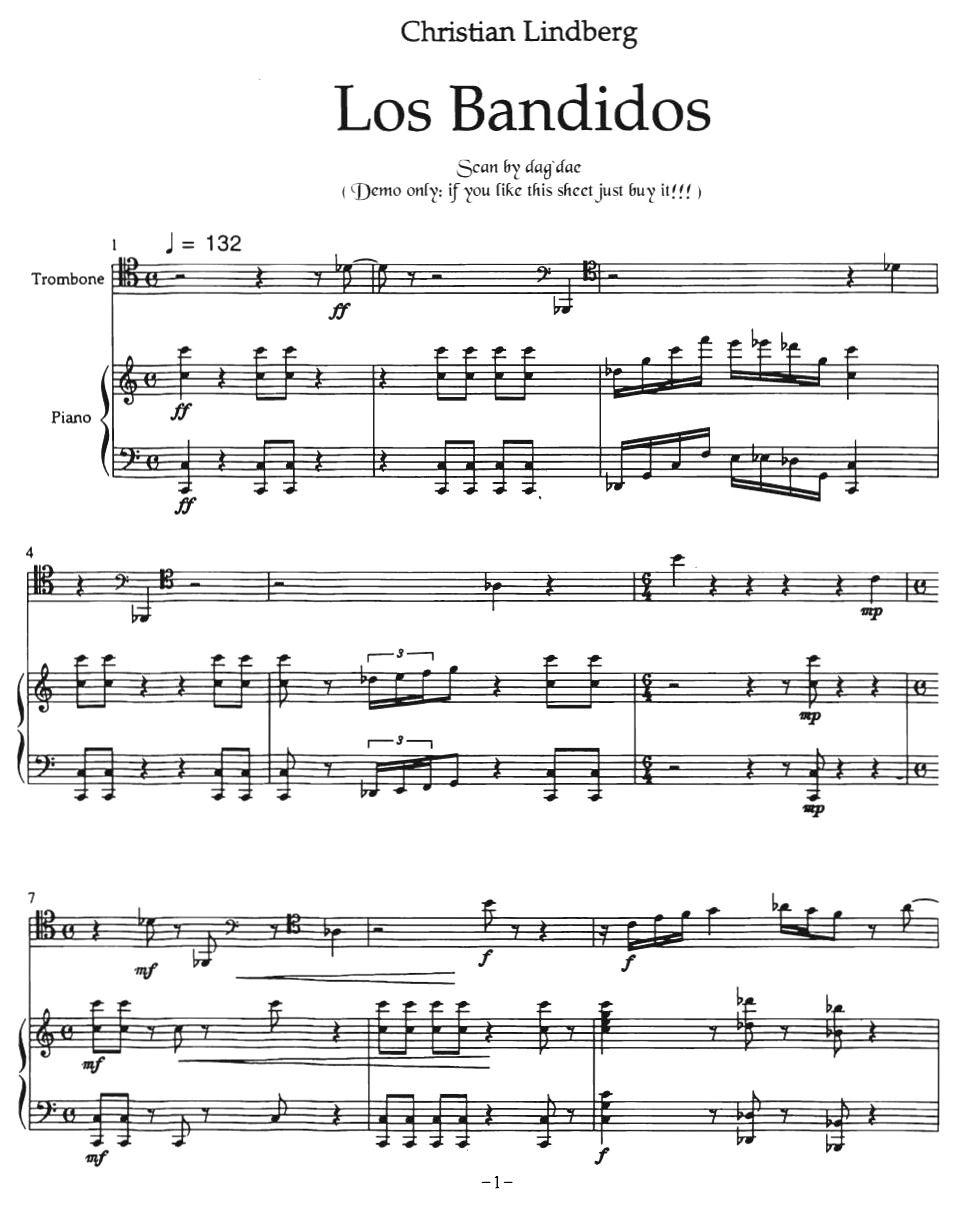 Los Bandidos（长号+钢琴）其它曲谱（图1）