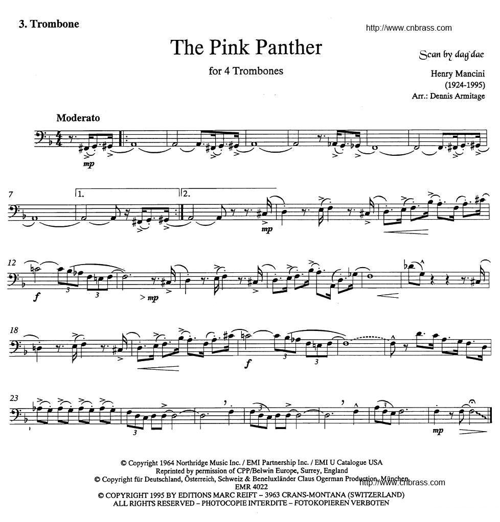 The Pink Panther（《粉红豹》长号四重奏）其它曲谱（图3）