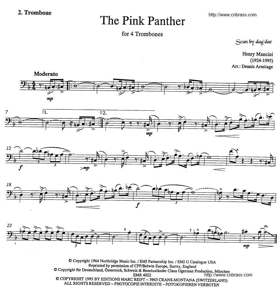The Pink Panther（《粉红豹》长号四重奏）其它曲谱（图2）