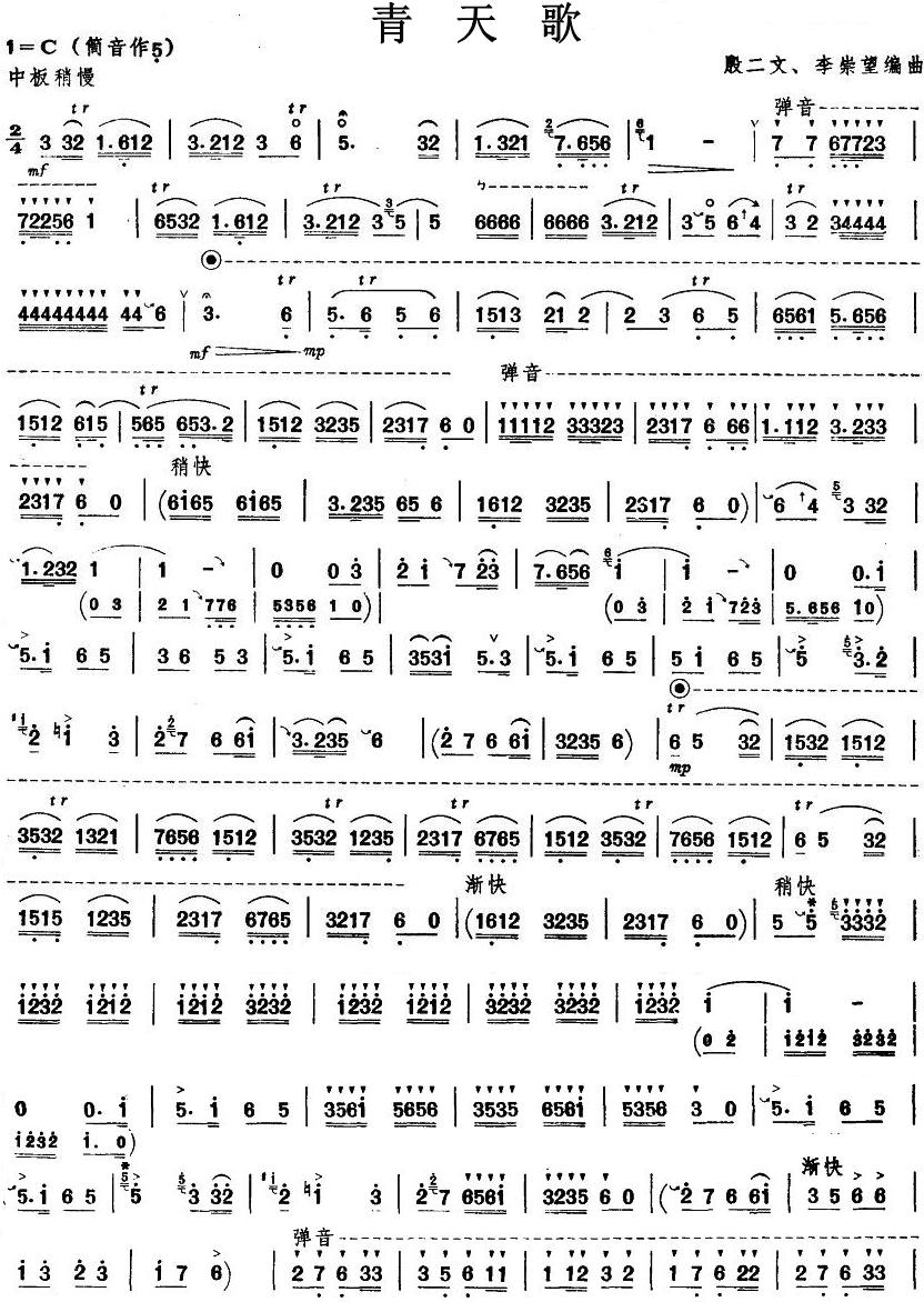 青天歌（唢呐独奏）其它曲谱（图1）